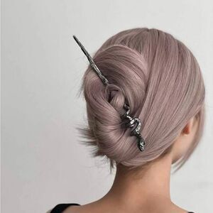 Goth Snake hair Accessory Green Rhinestone antique silver snake ha…